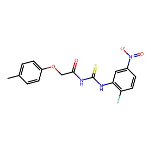 N-[(2-fluoro-5-nitrophenyl)carbamothioyl]-2-(4-methylphenoxy)acetamide structure