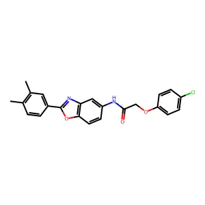 2-(4-chlorophenoxy)-N-[2-(3,4-dimethylphenyl)-1,3-benzoxazol-5-yl]acetamide structure