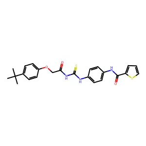 N-[4-({[(4-tert-butylphenoxy)acetyl]carbamothioyl}amino)phenyl]thiophene-2-carboxamide structure