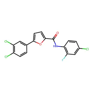 N-(4-chloro-2-fluorophenyl)-5-(3,4-dichlorophenyl)furan-2-carboxamide structure
