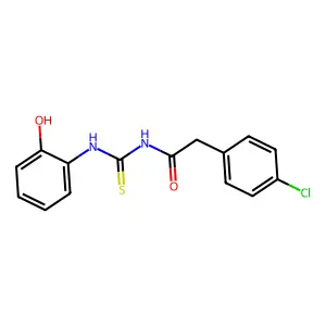 2-(4-chlorophenyl)-N-[(2-hydroxyphenyl)carbamothioyl]acetamide structure