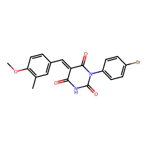 (5E)-1-(4-bromophenyl)-5-[(4-methoxy-3-methylphenyl)methylidene]-1,3-diazinane-2,4,6-trione structure