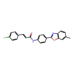 (E)-3-(4-chlorophenyl)-N-[4-(6-methyl-1,3-benzoxazol-2-yl)phenyl]prop-2-enamide structure