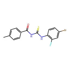 N-[(4-bromo-2-fluorophenyl)carbamothioyl]-4-methylbenzamide structure