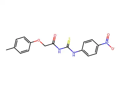 2-(4-methylphenoxy)-N-[(4-nitrophenyl)carbamothioyl]acetamide structure