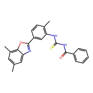 N-[[5-(5,7-dimethyl-1,3-benzoxazol-2-yl)-2-methylphenyl]carbamothioyl]benzamide structure