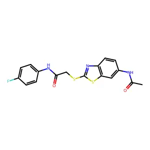 2-[(6-acetamido-1,3-benzothiazol-2-yl)sulfanyl]-N-(4-fluorophenyl)acetamide structure