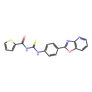 N-[[4-([1,3]oxazolo[4,5-b]pyridin-2-yl)phenyl]carbamothioyl]thiophene-2-carboxamide structure