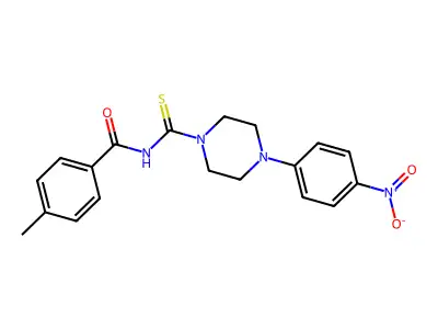 4-methyl-N-[4-(4-nitrophenyl)piperazine-1-carbothioyl]benzamide structure