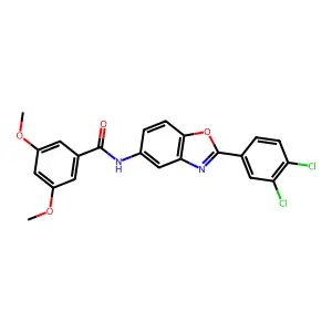 N-[2-(3,4-dichlorophenyl)-1,3-benzoxazol-5-yl]-3,5-dimethoxybenzamide structure
