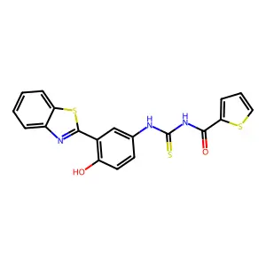 N-{[3-(1,3-benzothiazol-2-yl)-4-hydroxyphenyl]carbamothioyl}thiophene-2-carboxamide structure