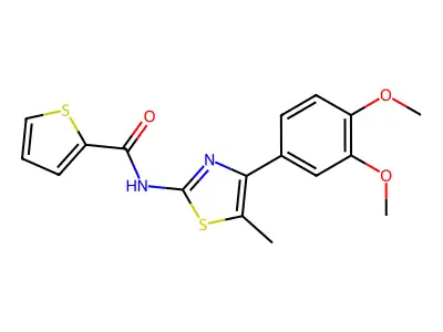 N-[4-(3,4-dimethoxyphenyl)-5-methyl-1,3-thiazol-2-yl]thiophene-2-carboxamide structure