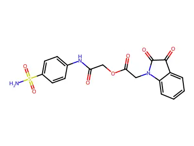 [2-oxo-2-(4-sulfamoylanilino)ethyl] 2-(2,3-dioxoindol-1-yl)acetate structure