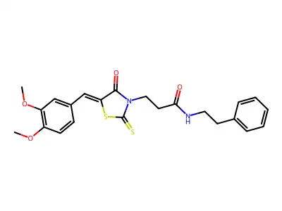 3-[(5Z)-5-[(3,4-DIMETHOXYPHENYL)METHYLIDENE]-4-OXO-2-SULFANYLIDENE-1,3-THIAZOLIDIN-3-YL]-N-(2-PHENYLETHYL)PROPANAMIDE structure