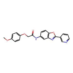2-(4-methoxyphenoxy)-N-(2-pyridin-3-yl-1,3-benzoxazol-5-yl)acetamide structure