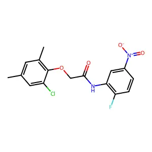 2-(2-chloro-4,6-dimethylphenoxy)-N-(2-fluoro-5-nitrophenyl)acetamide structure