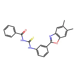 N-[[3-(5,6-dimethyl-1,3-benzoxazol-2-yl)phenyl]carbamothioyl]benzamide structure