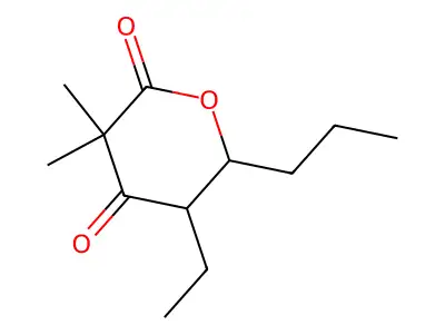 2H-Pyran-2,4(3H)-dione,5-ethyldihydro-3,3-dimethyl-6-propyl-(9CI) structure