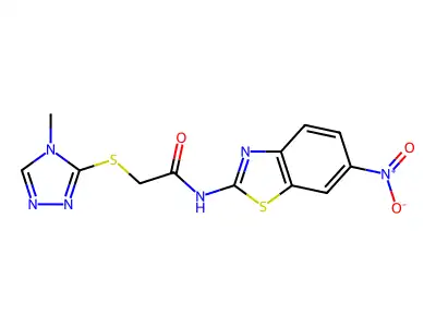 2-[(4-methyl-1,2,4-triazol-3-yl)sulfanyl]-N-(6-nitro-1,3-benzothiazol-2-yl)acetamide structure