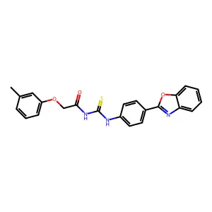 N-[[4-(1,3-benzoxazol-2-yl)phenyl]carbamothioyl]-2-(3-methylphenoxy)acetamide structure