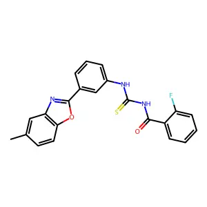 2-fluoro-N-[[3-(5-methyl-1,3-benzoxazol-2-yl)phenyl]carbamothioyl]benzamide structure