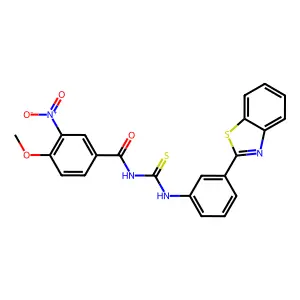 N-[[3-(1,3-benzothiazol-2-yl)phenyl]carbamothioyl]-4-methoxy-3-nitrobenzamide structure