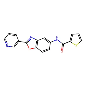 N-(2-pyridin-3-yl-1,3-benzoxazol-5-yl)thiophene-2-carboxamide structure