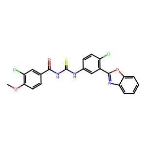 N-[[3-(1,3-benzoxazol-2-yl)-4-chlorophenyl]carbamothioyl]-3-chloro-4-methoxybenzamide structure