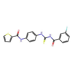 N-[4-[(3-fluorobenzoyl)carbamothioylamino]phenyl]thiophene-2-carboxamide structure