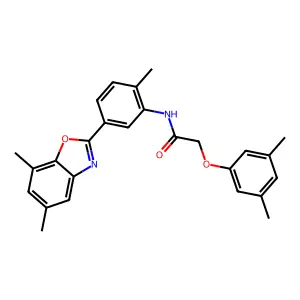 N-[5-(5,7-dimethyl-1,3-benzoxazol-2-yl)-2-methylphenyl]-2-(3,5-dimethylphenoxy)acetamide structure