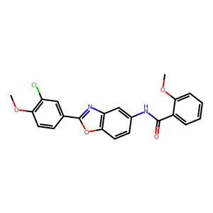 N-[2-(3-chloro-4-methoxyphenyl)-1,3-benzoxazol-5-yl]-2-methoxybenzamide structure