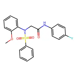 2-[N-(benzenesulfonyl)-2-methoxyanilino]-N-(4-fluorophenyl)acetamide structure