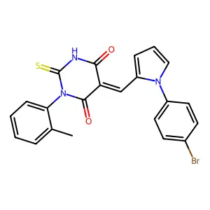 (5E)-5-[[1-(4-bromophenyl)pyrrol-2-yl]methylidene]-1-(2-methylphenyl)-2-sulfanylidene-1,3-diazinane-4,6-dione structure