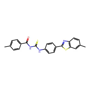 4-methyl-N-[[4-(6-methyl-1,3-benzothiazol-2-yl)phenyl]carbamothioyl]benzamide structure