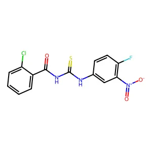 2-chloro-N-[(4-fluoro-3-nitrophenyl)carbamothioyl]benzamide structure