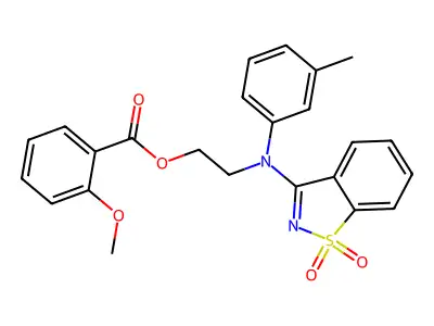 2-((1,1-dioxidobenzo[d]isothiazol-3-yl)(m-tolyl)amino)ethyl 2-methoxybenzoate structure