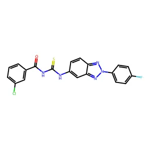 3-chloro-N-[[2-(4-fluorophenyl)benzotriazol-5-yl]carbamothioyl]benzamide structure