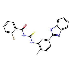 N-[[5-(1H-benzimidazol-2-yl)-2-methylphenyl]carbamothioyl]-2-bromobenzamide structure