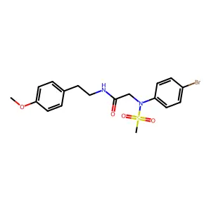 2-(4-bromo-N-methylsulfonylanilino)-N-[2-(4-methoxyphenyl)ethyl]acetamide structure