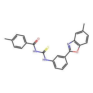 4-methyl-N-[[3-(5-methyl-1,3-benzoxazol-2-yl)phenyl]carbamothioyl]benzamide structure
