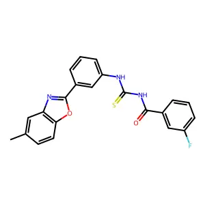 3-fluoro-N-[[3-(5-methyl-1,3-benzoxazol-2-yl)phenyl]carbamothioyl]benzamide structure