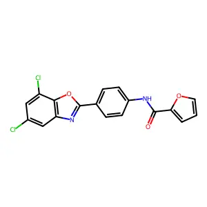 N-[4-(5,7-dichloro-1,3-benzoxazol-2-yl)phenyl]furan-2-carboxamide structure