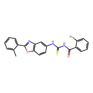2-bromo-N-[[2-(2-methylphenyl)-1,3-benzoxazol-5-yl]carbamothioyl]benzamide structure