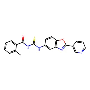 2-methyl-N-{[2-(pyridin-3-yl)-1,3-benzoxazol-5-yl]carbamothioyl}benzamide structure