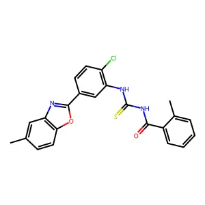 N-[[2-chloro-5-(5-methyl-1,3-benzoxazol-2-yl)phenyl]carbamothioyl]-2-methylbenzamide structure