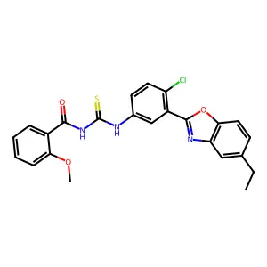 N-[[4-chloro-3-(5-ethyl-1,3-benzoxazol-2-yl)phenyl]carbamothioyl]-2-methoxybenzamide structure