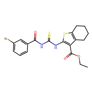 ethyl 2-(3-(3-bromobenzoyl)thioureido)-4,5,6,7-tetrahydrobenzo[b]thiophene-3-carboxylate structure