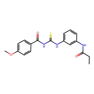 N-[3-({[(4-methoxybenzoyl)amino]carbothioyl}amino)phenyl]propanamide structure