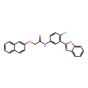 N-[3-(1,3-benzoxazol-2-yl)-4-chlorophenyl]-2-naphthalen-2-yloxyacetamide structure