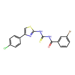 3-bromo-N-[[4-(4-chlorophenyl)-1,3-thiazol-2-yl]carbamothioyl]benzamide structure